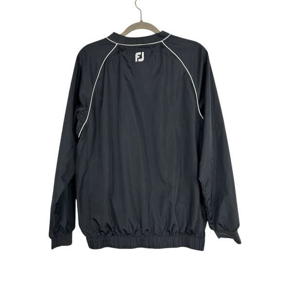 FJ Footjoy Golf Jacket Men’s Small Pullover Windbreaker Lightweight Black V-Neck - Picture 2 of 11